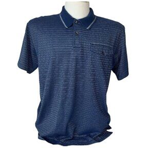 Tommy Hilfiger Golf Polo Shirt Mens Large Blue White Stripes Casual Active